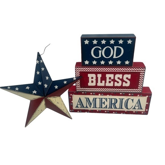 Kirklands Accents Kirklands God Bless America 4th Of July Wooden